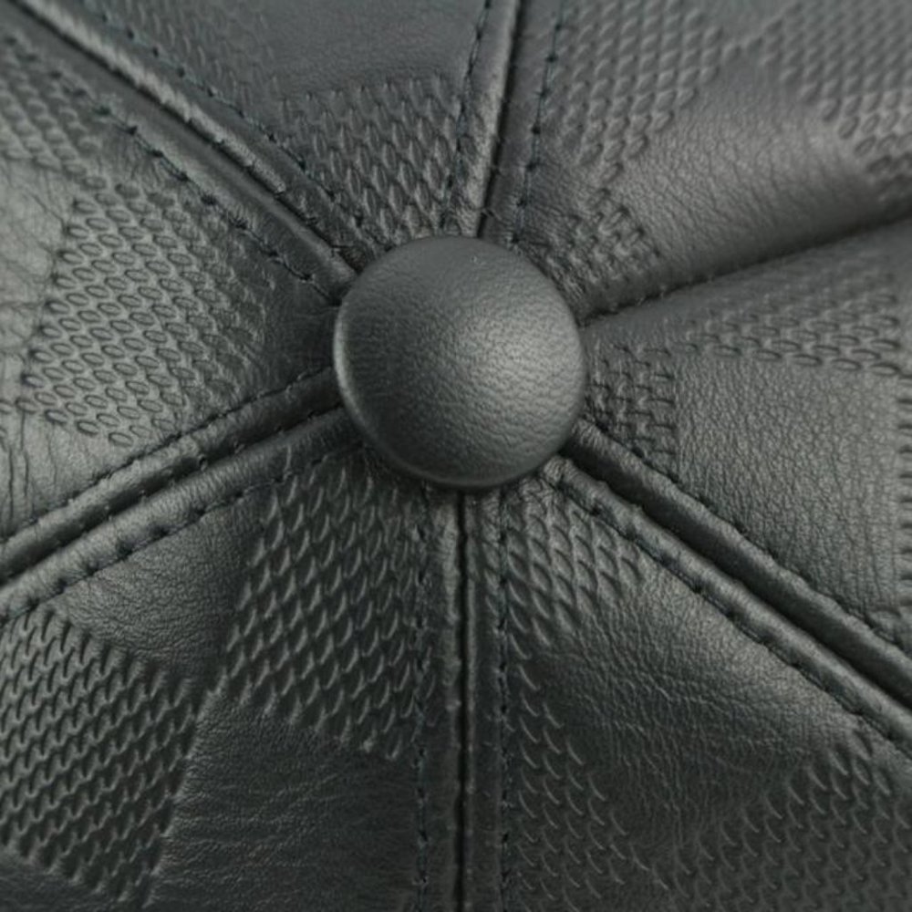 Louis Vuitton 21FW Black x Blue Leather Damier Infini Baseball Cap Hat 16lv45 - Picture 12 of 12